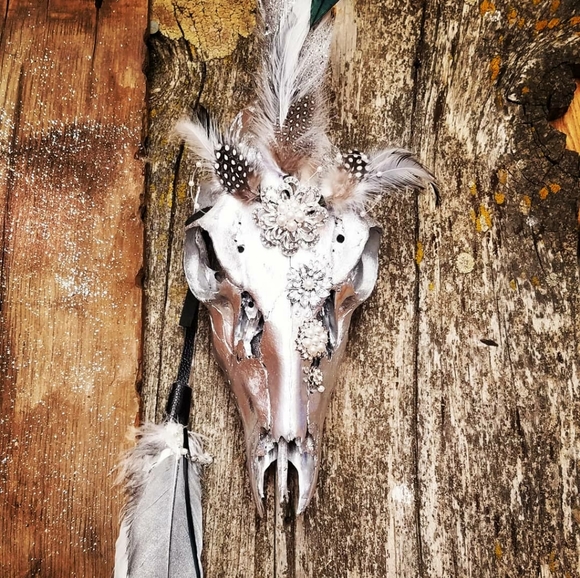 MarVaLizz Skullz Other - 💥Deer Skull Feathers Swarovski Crystals Home Decor